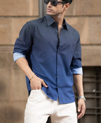 Dark Navy Ombre Print Shirt 100% Cotton