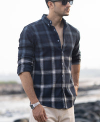 Navy Ombre Checks Shirt