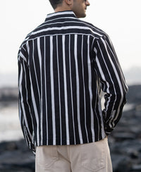 Black Lightweight Striped Shirt 100% Cotton