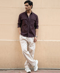 Wine Double Pocket Lightweight Shirt 100% Cotton