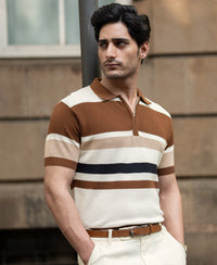 Multi Color Stripe Knit T-Shirt 100% Cotton