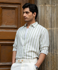 Natural & Green Broad Stripe Shirt