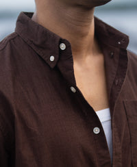 Coffee Corduroy Button Down Shirt 100% Cotton