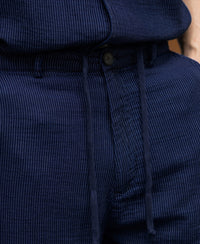 Navy Double Cloth Stripe Co-Ord Set 100% Cotton
