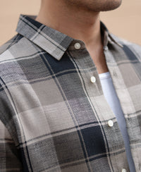 Olive & Black Structured Checks Shirt 100% Cotton