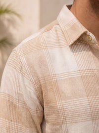 Beige Flannel Checks Shirt