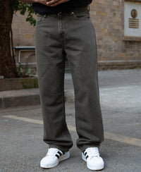 Dark Olive Washed Baggy Jeans 100% Cotton