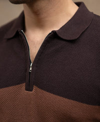 Brown & Beige Stripe Knit T-Shirt 100% Cotton