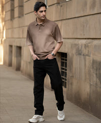 Dark Beige Sprayed Polo T-Shirt