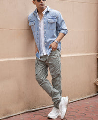Blue Denim Regular Fit Full Sleeves Shirt 100% Cotton