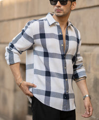 Navy Structure Checked Shirt