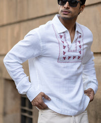 White Embroidered Kurta Shirt 100% Cotton
