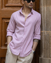 Light Pink Linen Blend Shirt