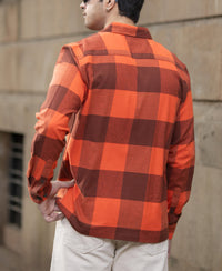 Rust Orange Checks Shirt 100% Cotton