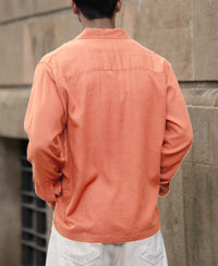 Peach Linen Double Pocket Shirt