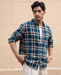 Teal Structured Checks Shirt 100% Cotton