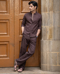 Brown Structured Lightweight Co-ord Set 100% Cotton
