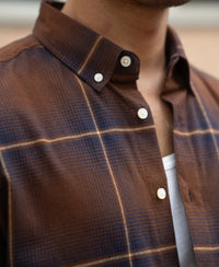 Brown Lightweight Checks Shirt 100% Cotton