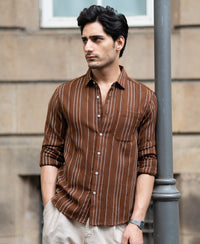 Brown Structure Stripe Shirt