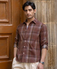 Brown Corduroy Check Shirt 100% Cotton