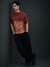 Brown Sprayed Graphic T-Shirt 100% Cotton