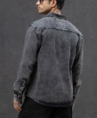 Charcoal Black Washed Denim Overshirt 100% Cotton