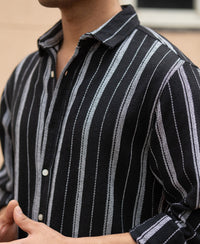 Black Structured Stripe Shirt