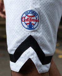 White Embroidered Mesh Basketball Shorts