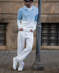 Light Blue Ombre Knit T-Shirt 100% Cotton