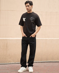 Dark Brown Washed Printed Oversized T-Shirt 100% Cotton