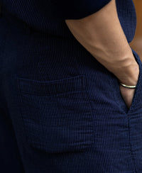 Navy Double Cloth Stripe Co-Ord Set 100% Cotton