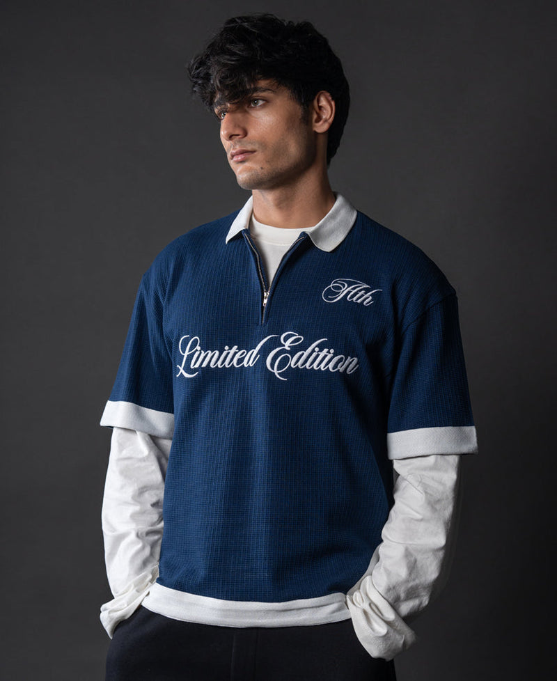 Indigo Blue Embroidered T-Shirt