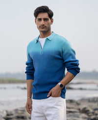 Blue Ombre Structure T-Shirt 100% Cotton
