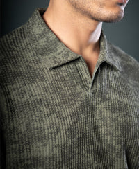 Olive Structure Print Boxy T-Shirt