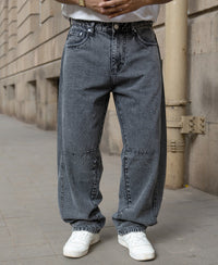 Charcoal Panelled Barrel Fit Jeans