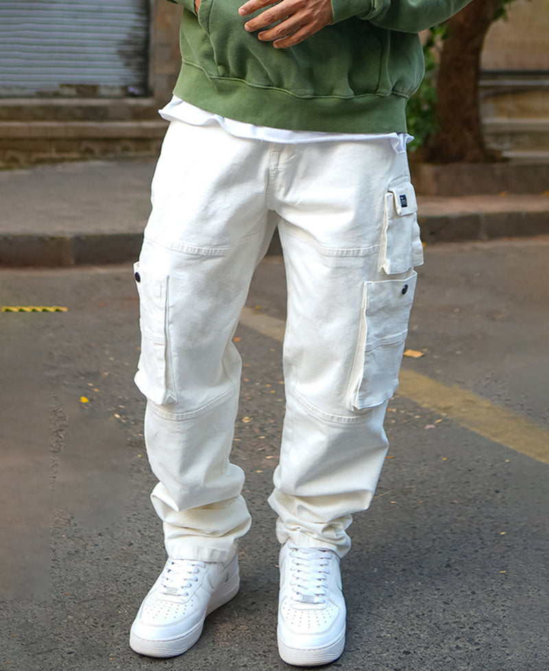 Off White Patch Pockets Denim Jeans