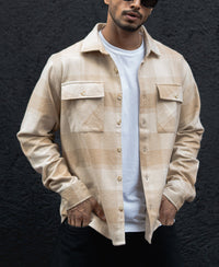 Light Beige Structured Regular Fit Full Sleeves Shirt