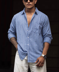 Blue Stripes Full Sleeves Shirt