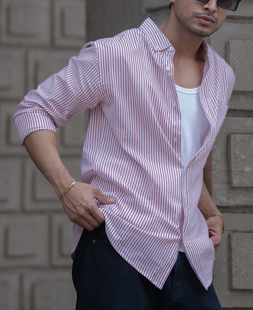 Red Stripe Shirt 100% Cotton