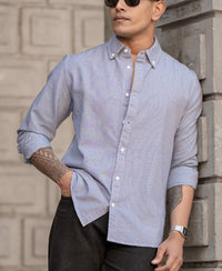 Navy Micro Check Lightweight Shirt 100% Cotton
