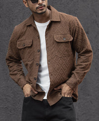 Dark Brown Regular Fit Full Sleeves Shirt