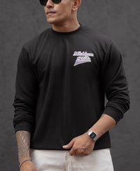 Black Printed Regular Fit Full Sleeves T-Shirt 100% Cotton
