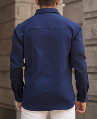 Navy Blue Structured Regular Fit Shirt