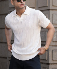 Offwhite Knitted Polo T-Shirt 100% Cotton