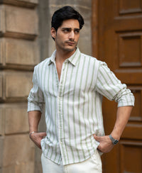 Natural & Green Broad Stripe Shirt