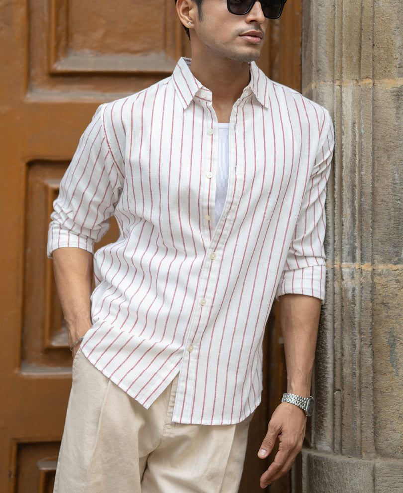 Maroon Broad Stripe Shirt
